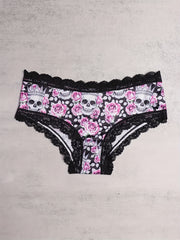 3pcs Lace Hipster Panties Skull Print Intimates Women's Underwear