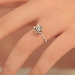 925 Sterling Silver Rose Flower Zirconia Ring for Women