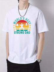Strong Dad Print Men's Cotton Graphic Crew Neck Active T shirt