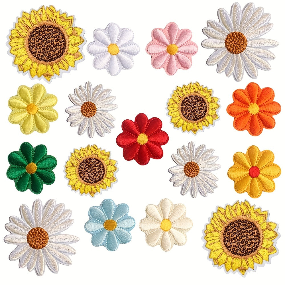 Sunflower Daisy Flower Patches Sew Iron On Embroidered Appliques DIY