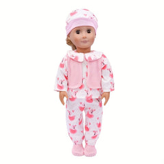 Doll Outfit Set 17 18 Inch Doll Clothing Pink Patterned 43 Polyester Fabric