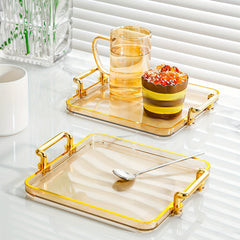 Golden Serving Tray Set With Handles Modern Coffee Table Tray