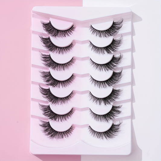 7 Pairs 3D Effect False Eyelashes Natural Look Fishtail End Eye Elongated Lashes