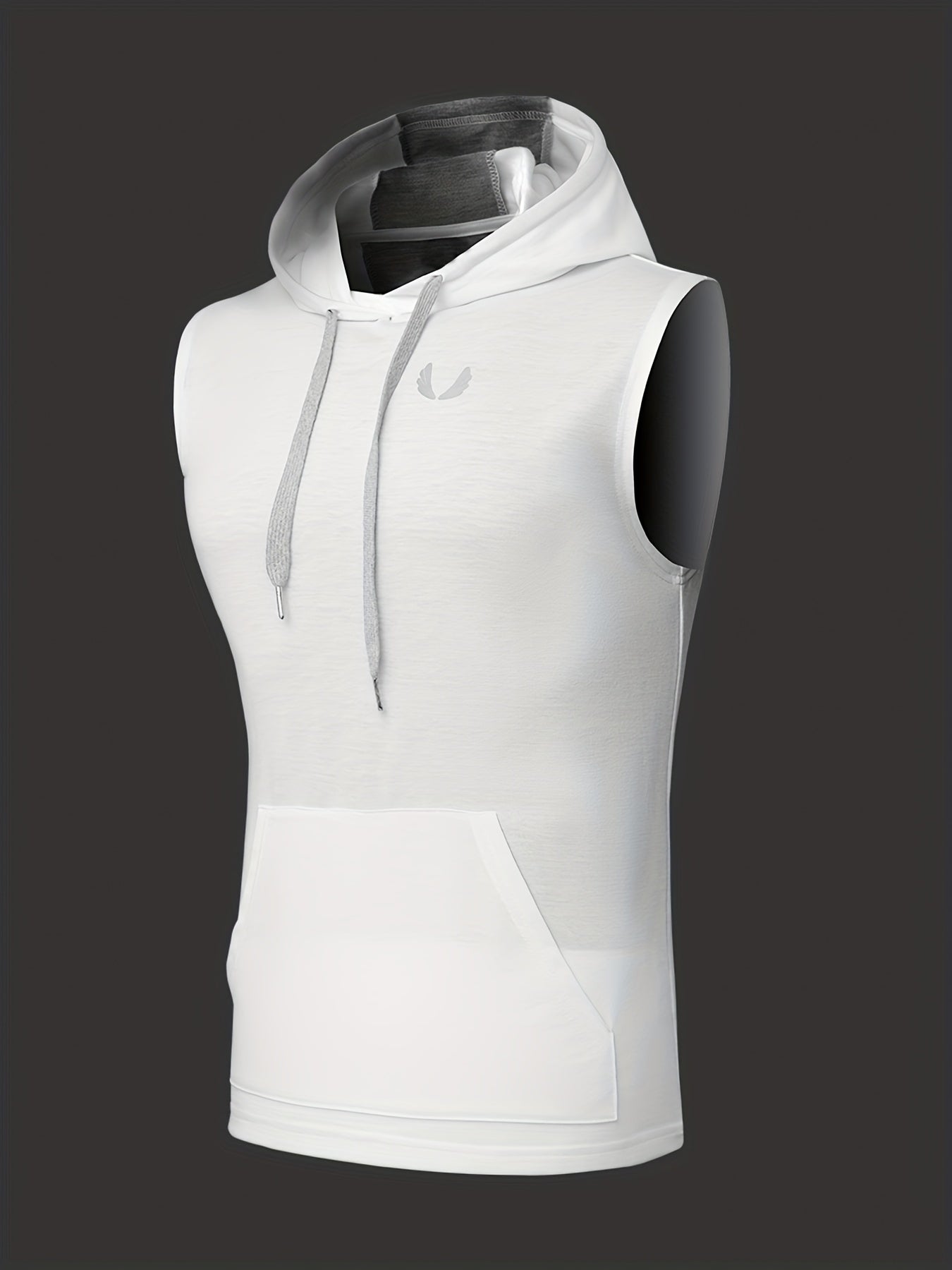 Men's Solid Hooded Sleeveless Sweatshirt Athletic Drawstring Tank Top
