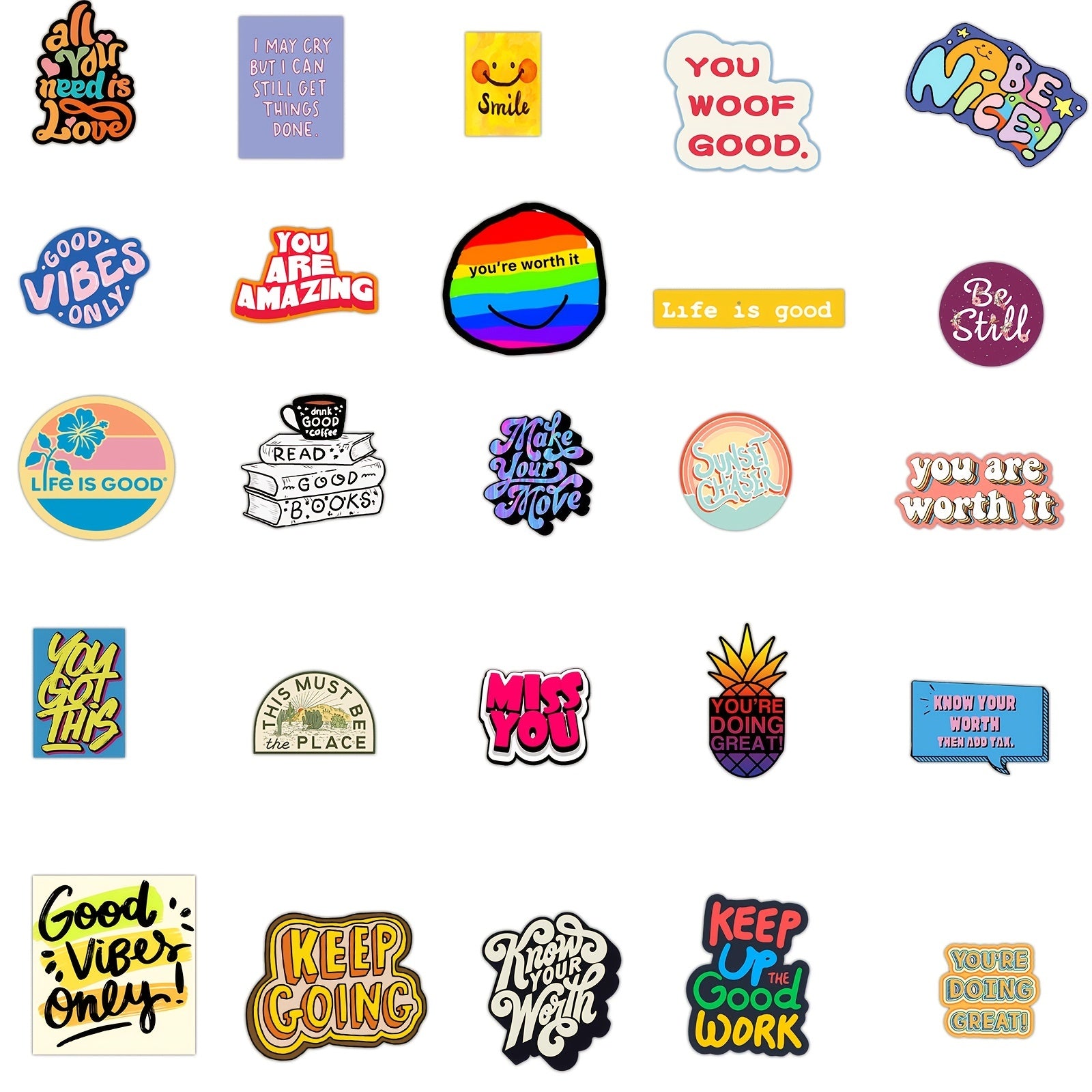 50pcs English Graffiti Waterproof Stickers DIY Materials