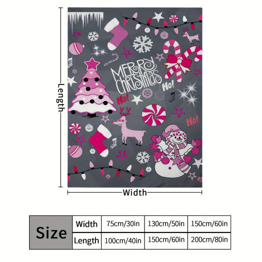 Christmas Snowman Elk Stocking Throw Blanket Soft Lightweight Sofa Blanket