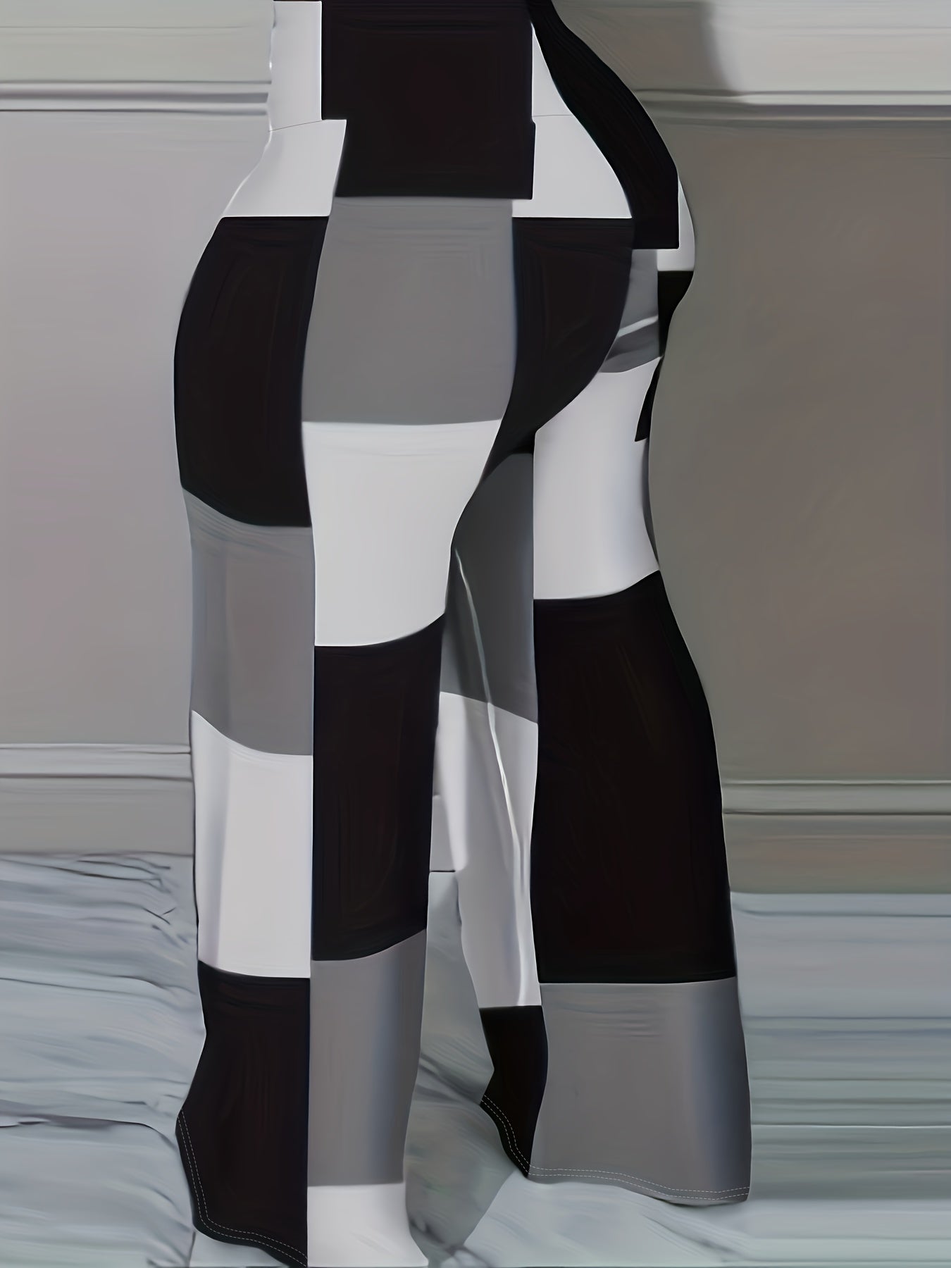  Colorblock High Rise Flare Leg Trousers