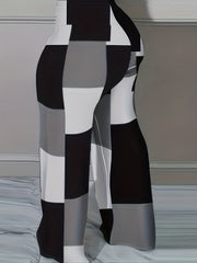  Colorblock High Rise Flare Leg Trousers
