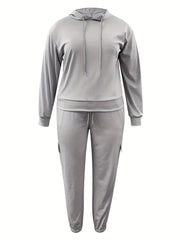  Women's Solid Hoodie & Cargo Joggers Set