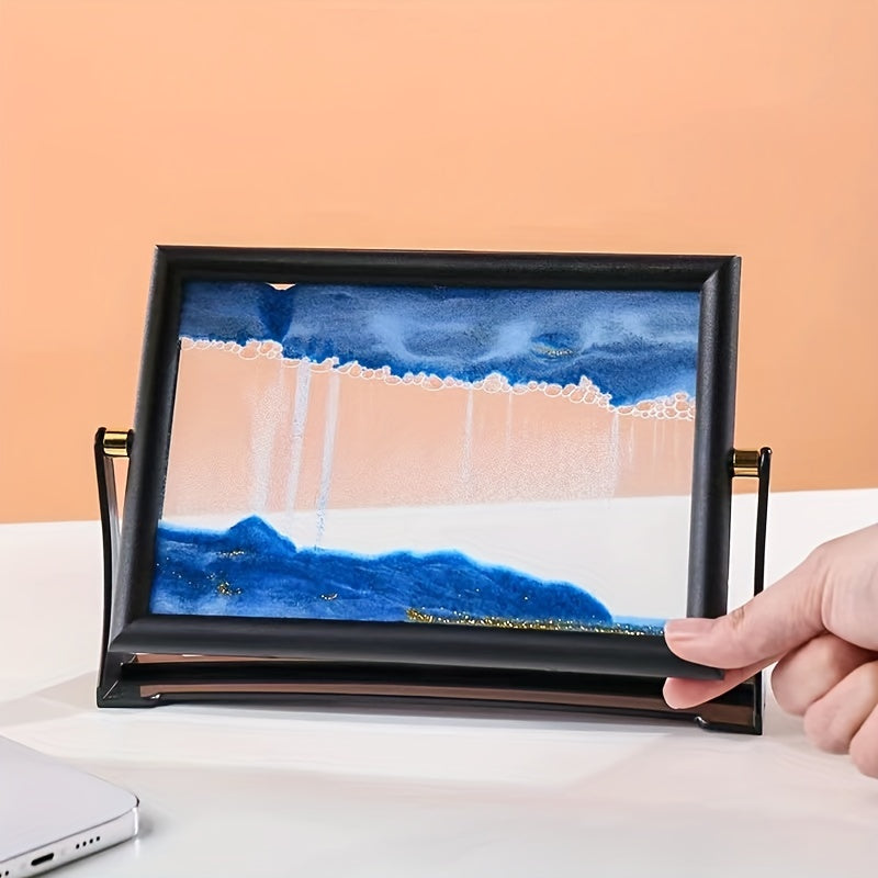 Rotatable Moving Sand Art Painting Glass Deep Sea Sandscape Quicksand Hourglass