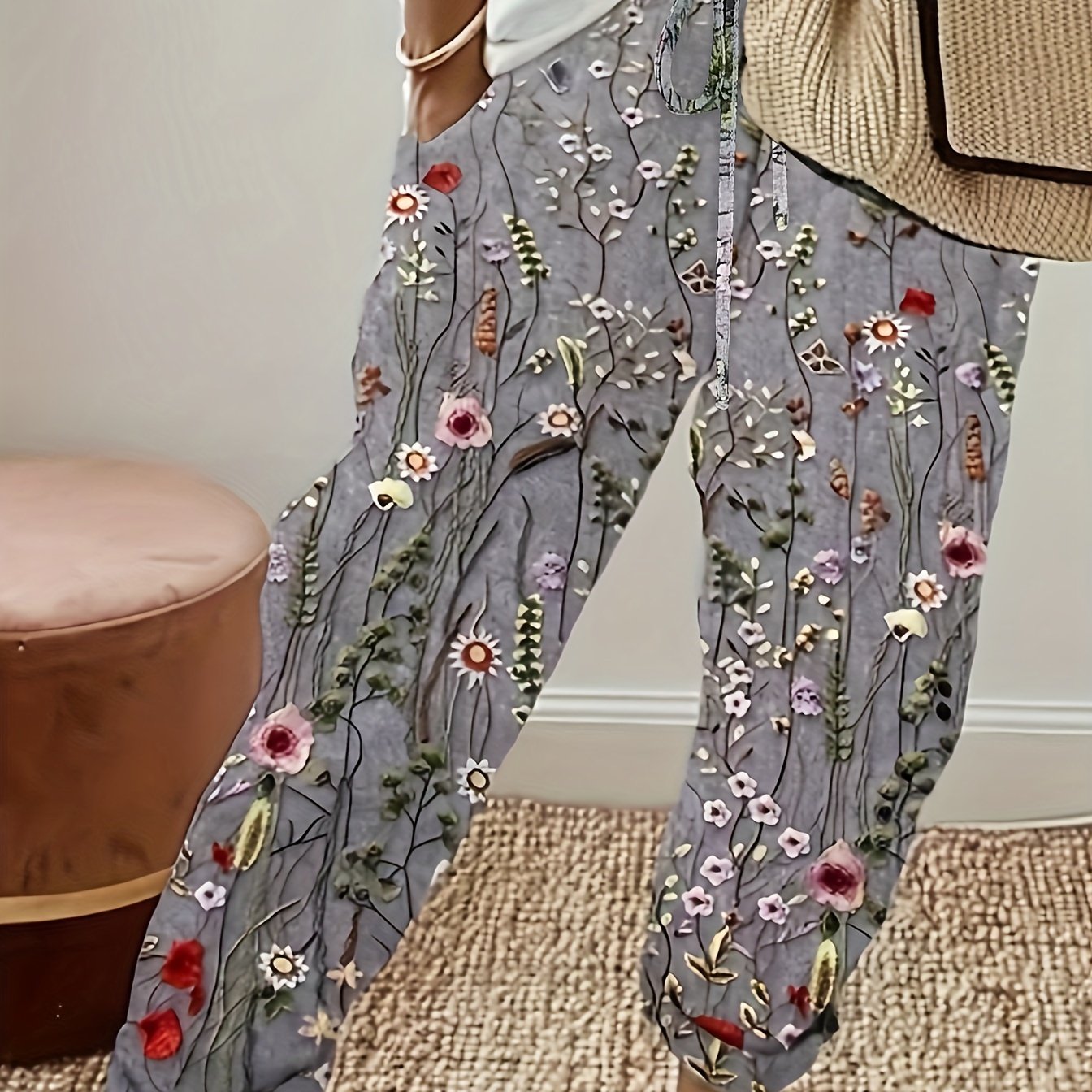  Women's Floral Print Harem Trousers