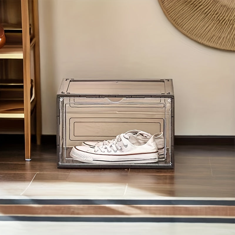 Foldable Stackable Shoe Rack Plastic Sneaker Container Space Saving Storage