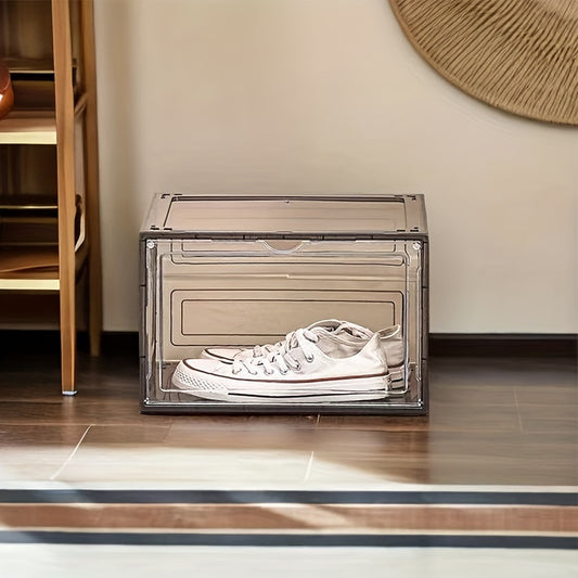 Foldable Stackable Shoe Rack Plastic Sneaker Container Space Saving Storage