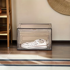 Foldable Stackable Shoe Rack Plastic Sneaker Container Space Saving Storage