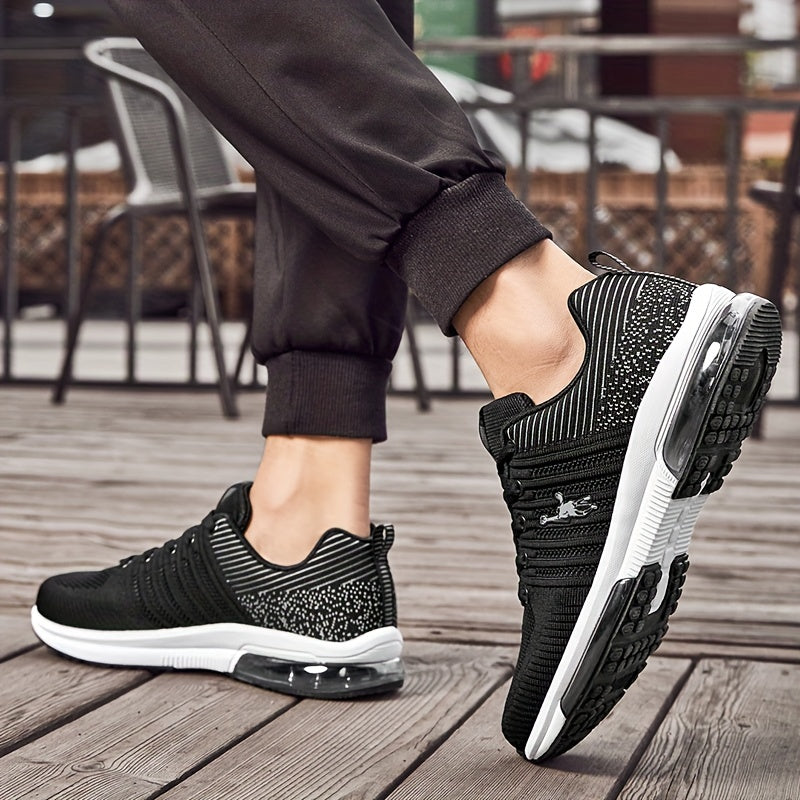 Men's Breathable Lace Up Knit Sneakers Casual Walking Shoes
