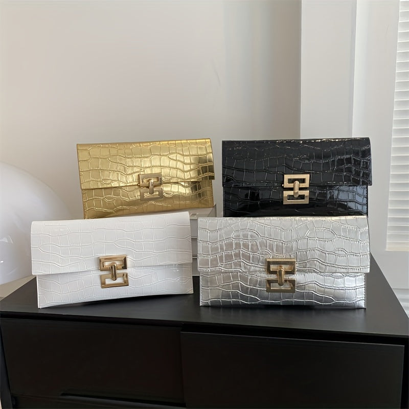 Crocodile Embossed Clutch Wallet Coin Purse for Party