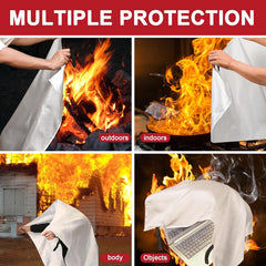 5pc Fire Blankets w/ Hooks & Gloves - High Heat Resistant Flame Retardant