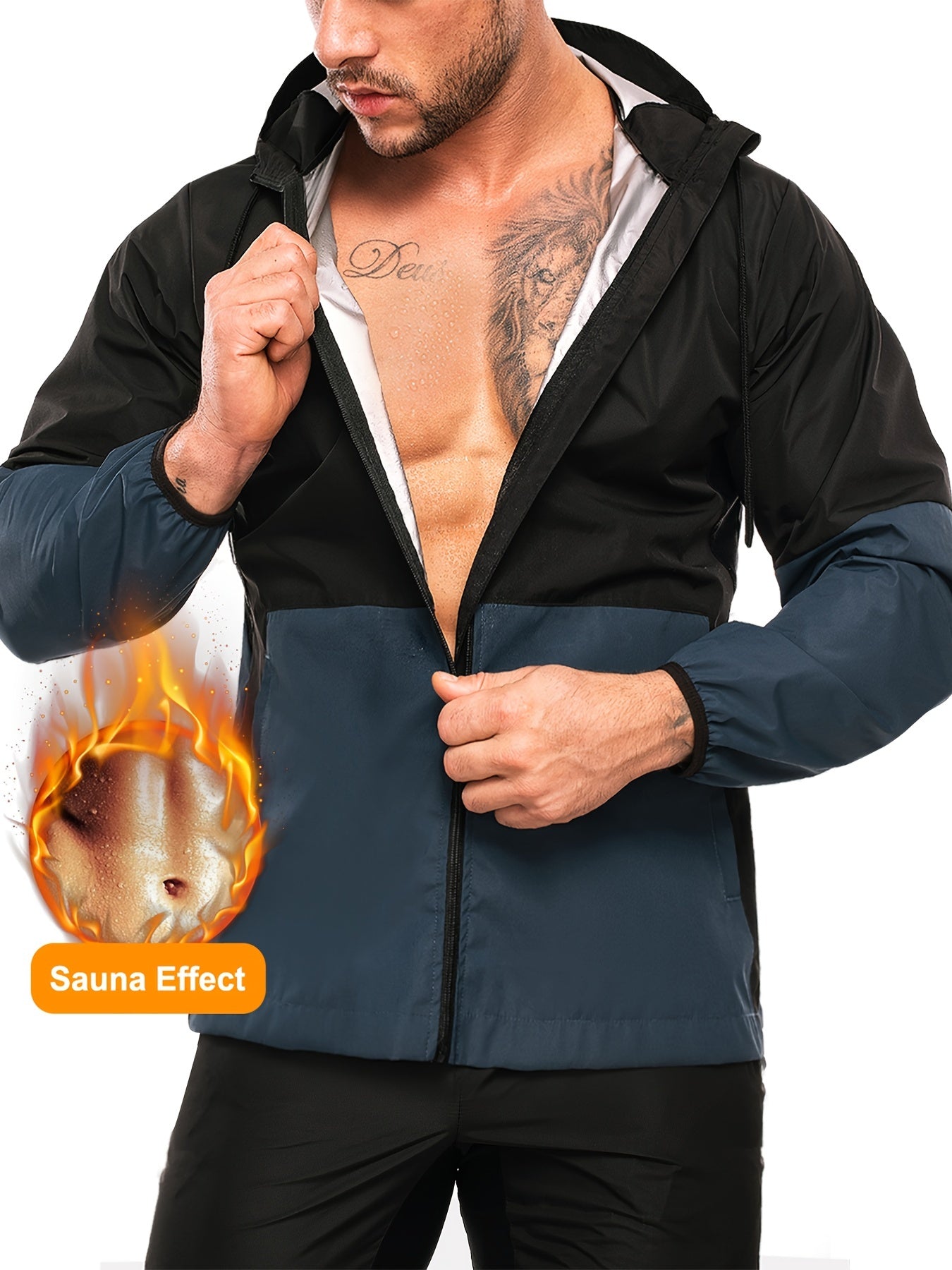 Men's Sweat Sauna Hooded Jacket for Sports & Gym