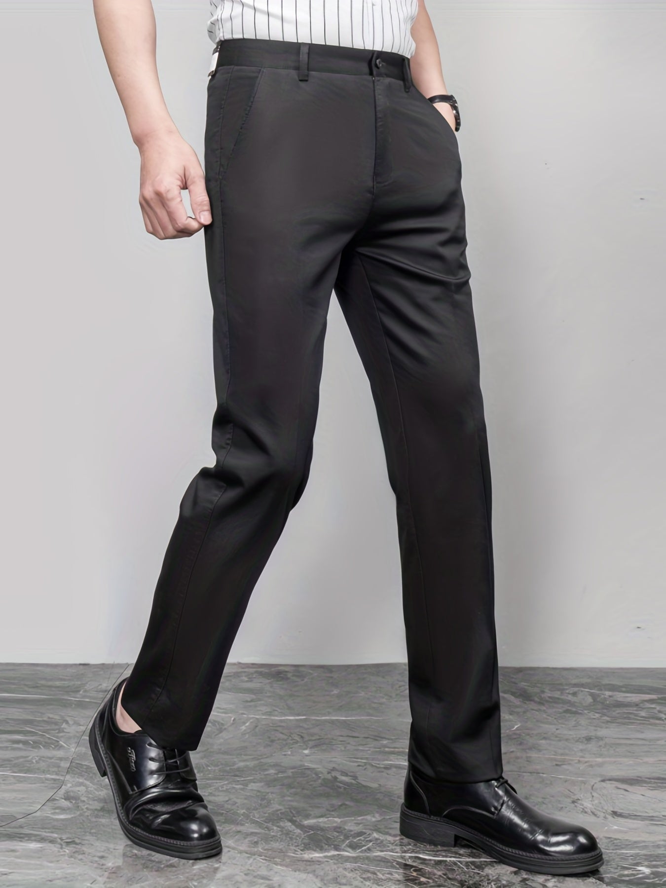 Men's Straight Leg Trousers Relax Fit Pants for Business Formal Summer
