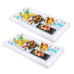 Inflatable Floating Bar Table Drinks Cooler and Air Mattress for Swimming Pools