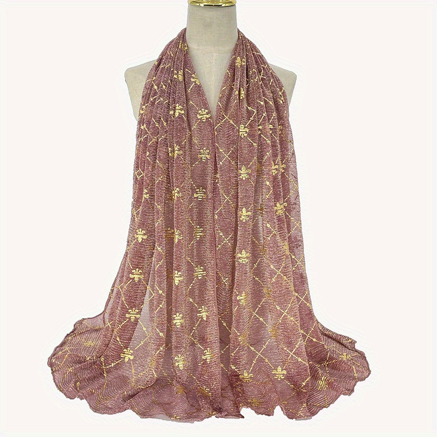 Boho Hot Stamping Hijab Solid Crinkle Scarf Vintage Shawl