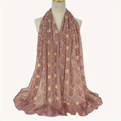 Boho Hot Stamping Hijab Solid Crinkle Scarf Vintage Shawl