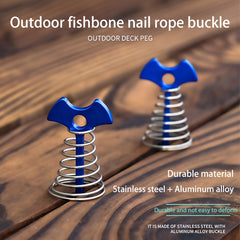2PCS Spring Fishbone Ground Nails for Camping Tent Canopy