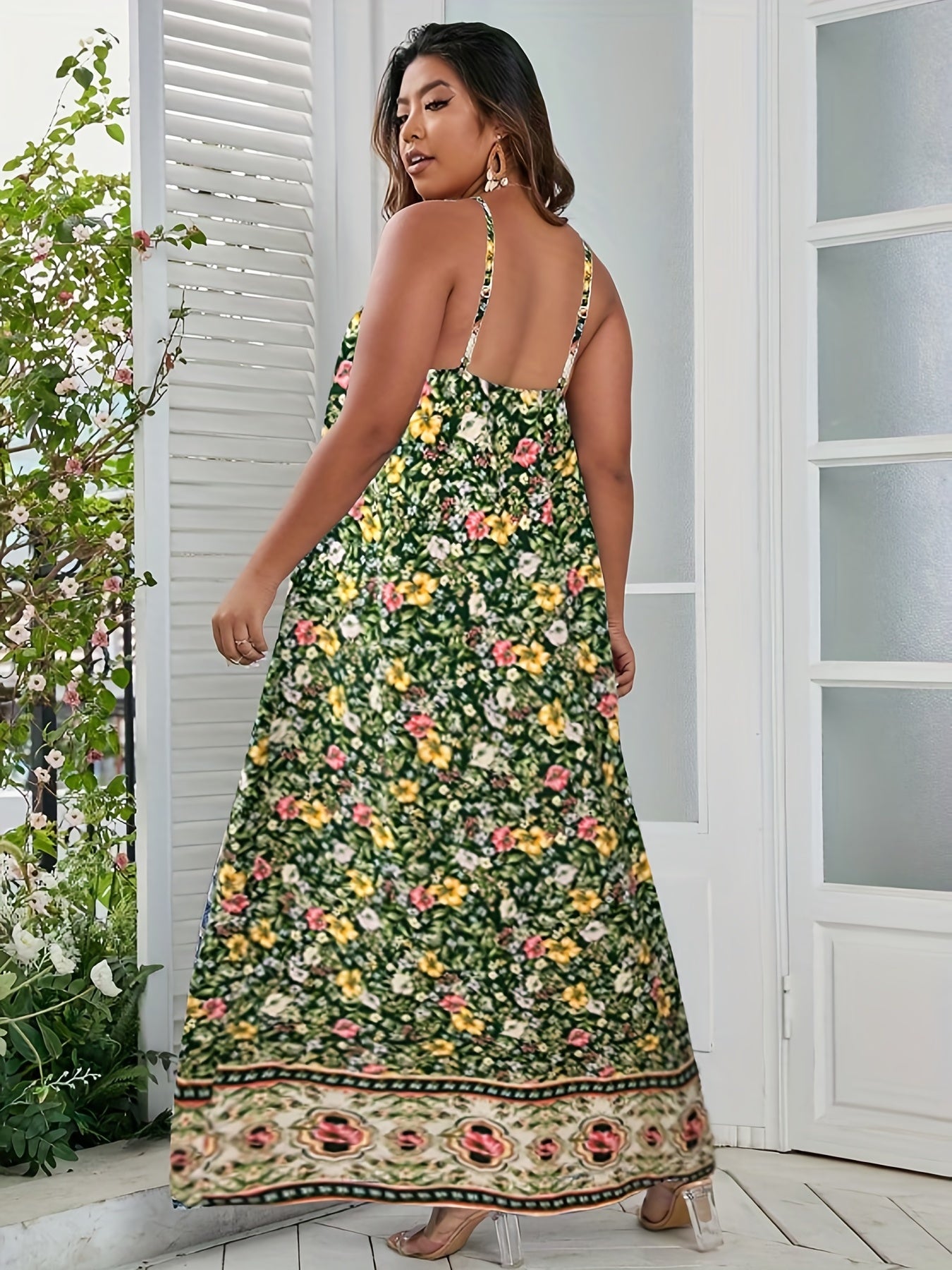  Floral Print Maxi Cami Dress