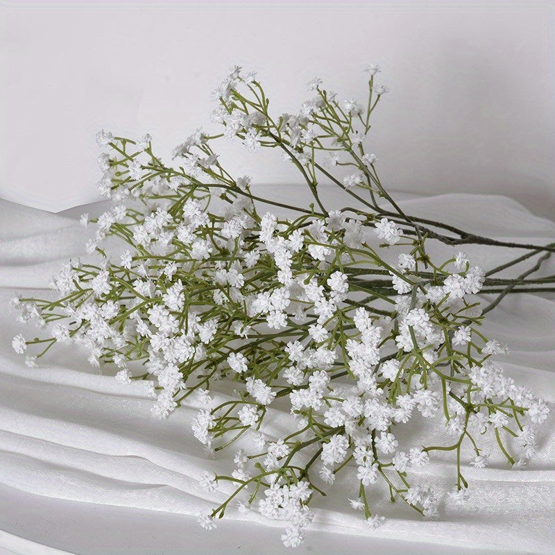 5pcs Simulation Gypsophila Wedding Bouquet Soft Glue Three Forks Plastic Flower