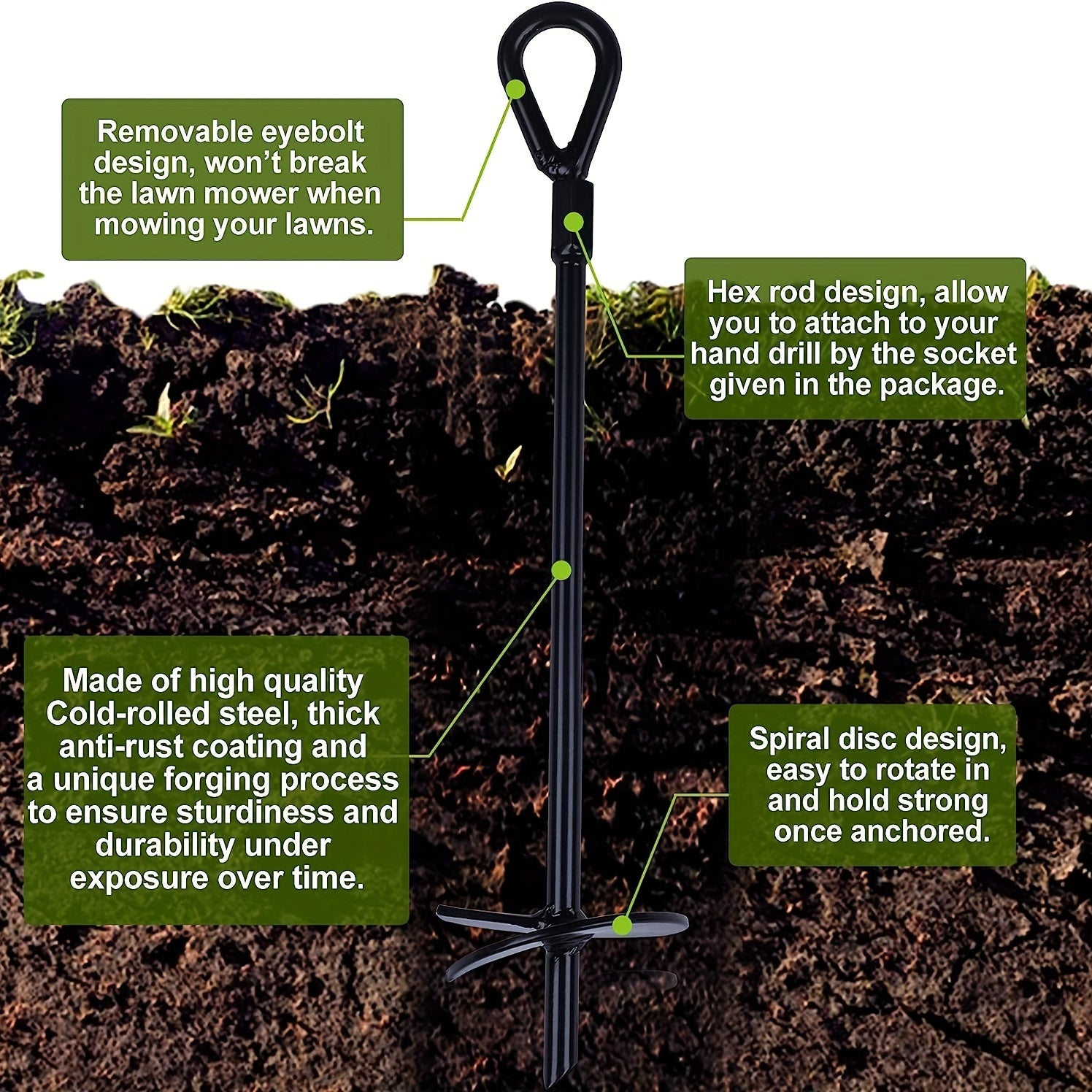 Heavy Duty Metal Auger Ground Anchor Stakes for Tents