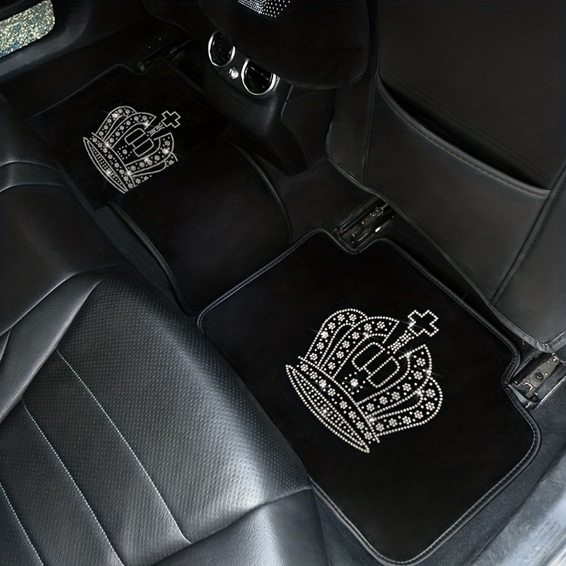 Crystal Inlaid Diamond Crown Car Foot Pad Car Throw Blanket