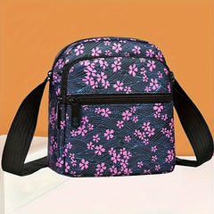 Women's Floral Print Messenger Bag Lightweight Nylon Crossbody Sling