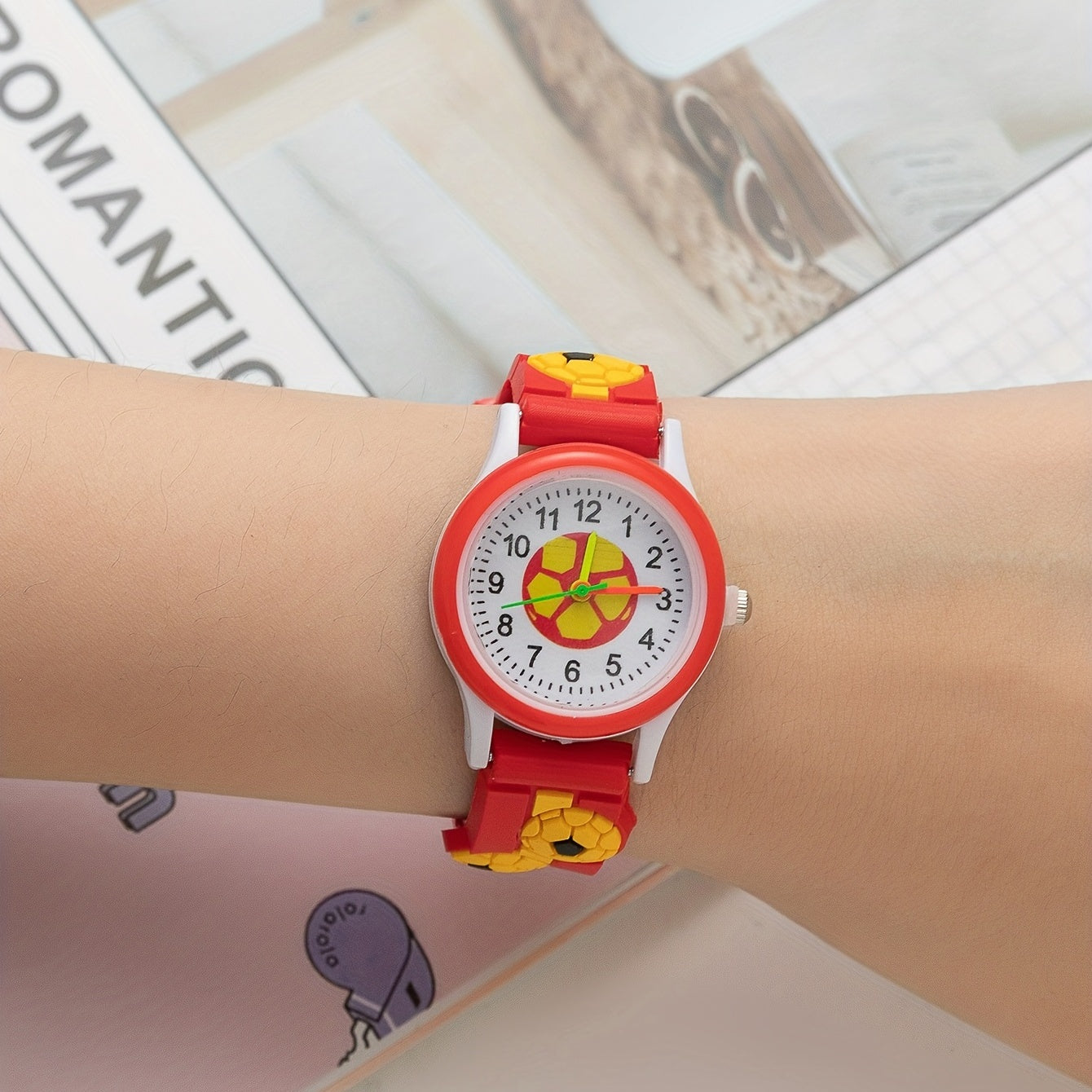 Boys Cartoon Soccer Silicone Sports Watch Decorative Accessory
