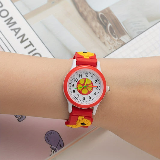 Boys Cartoon Soccer Silicone Sports Watch Decorative Accessory