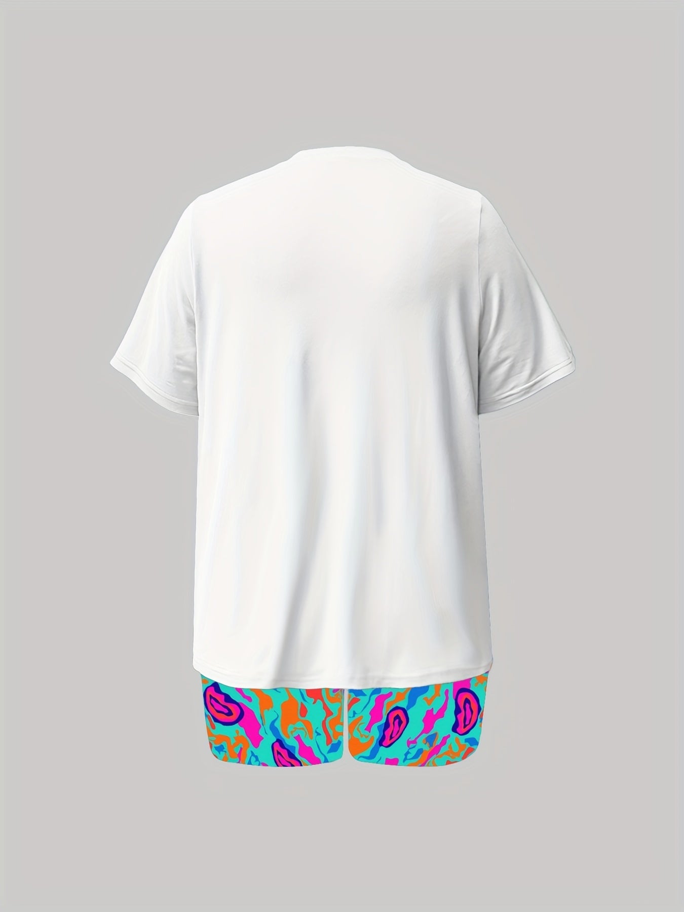  Cartoon Bear & Letter Print Short Sleeve Top & Shorts Set
