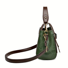 Stylish PU Leather Shoulder Bag Top Handle Zipper Crossbody Bag