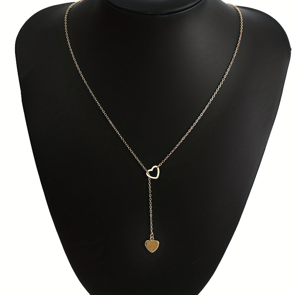 Personality Love Pendant Necklace Y Shaped 14K Plated Jewelry Gift