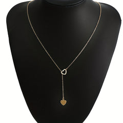 Personality Love Pendant Necklace Y Shaped 14K Plated Jewelry Gift