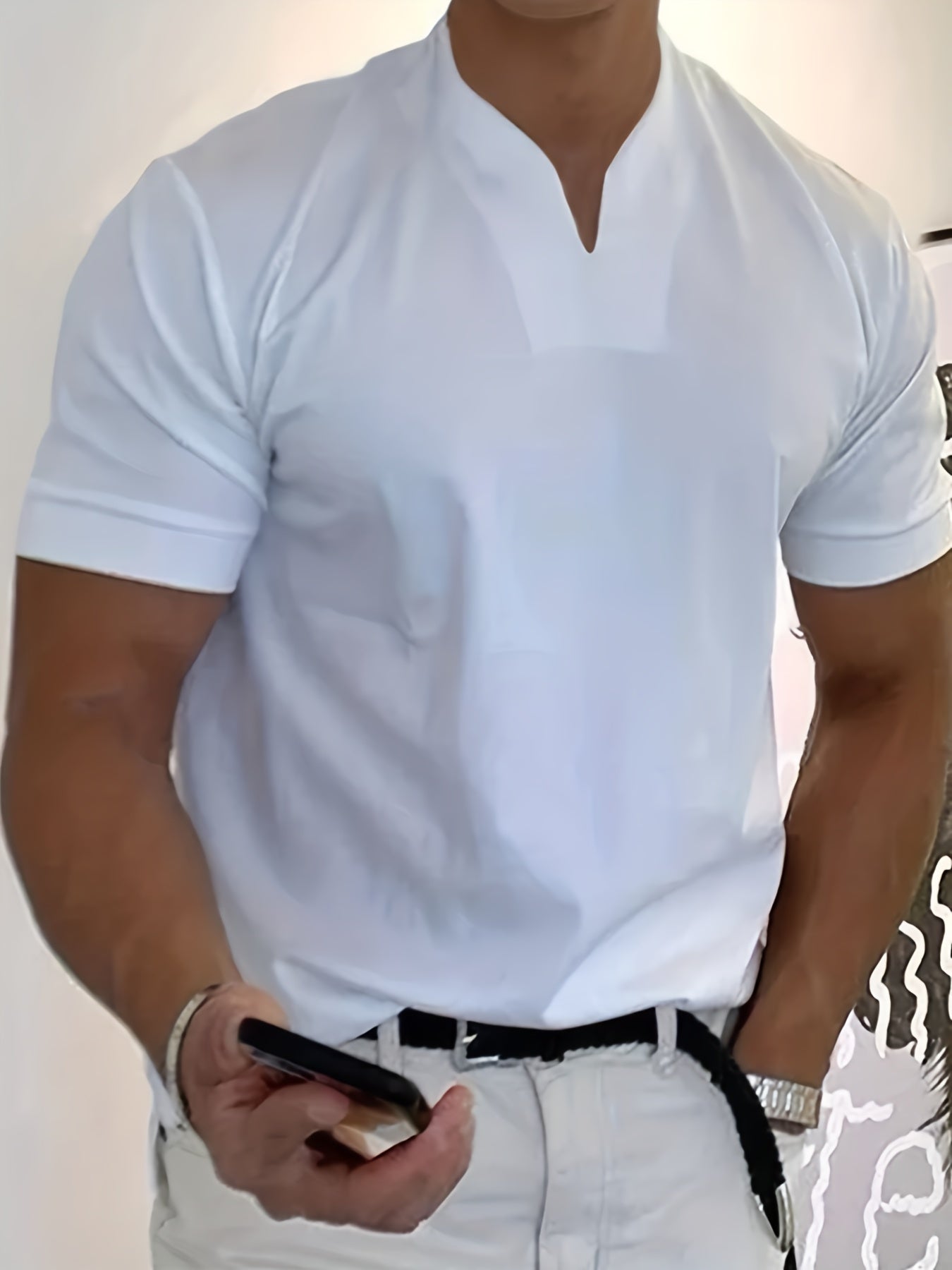 Men's Retro Short Sleeve V-Neck for Outdoor Summer Leisure
