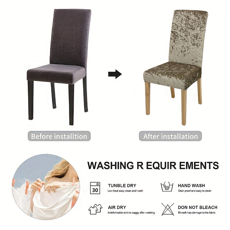 Stretch Velvet Dining Chair Slipcovers - Elegant Furniture Protection