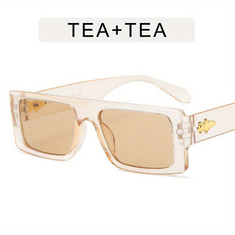 Rectangular Frame Sunglasses Vintage Flat Top UV400