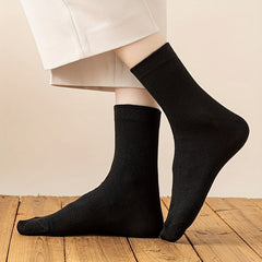 5 Pairs Solid Socks Comfy & Breathable All match Socks Women's Stockings
