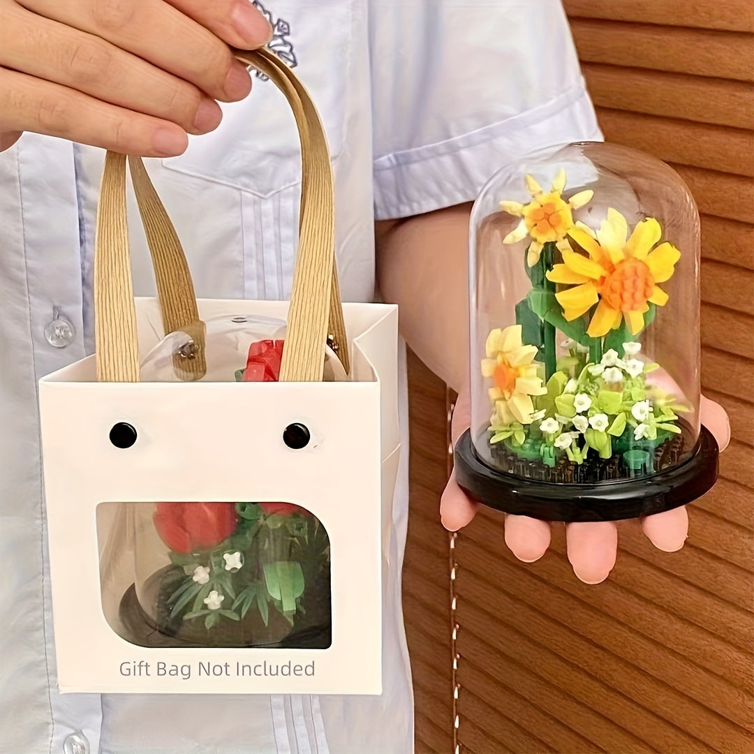 DIY Flower Building Block Set with Dust Cover Romantic Proposal Decor