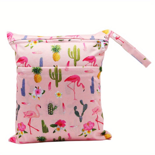 Flamingo Double Pocket Wet Bag 30x35 Print