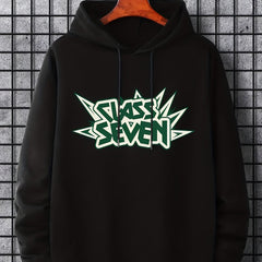 Men's Class Seven Print Hoodie Drawstring Hooded Sweatshirt