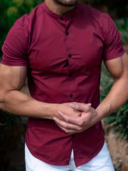 Solid Men's Casual Short Sleeve Shirt Summer Tops