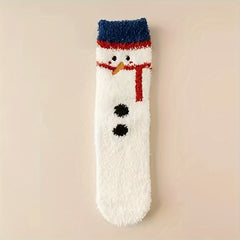 Cartoon Print Socks & Fuzzy Warm Stockings