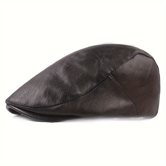 Winter PU Leather Beret Hat Women Men Wedding Party Newsboy Hat