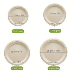 50pcs Natural Paper Disposable Plates Party Tableware Supplies