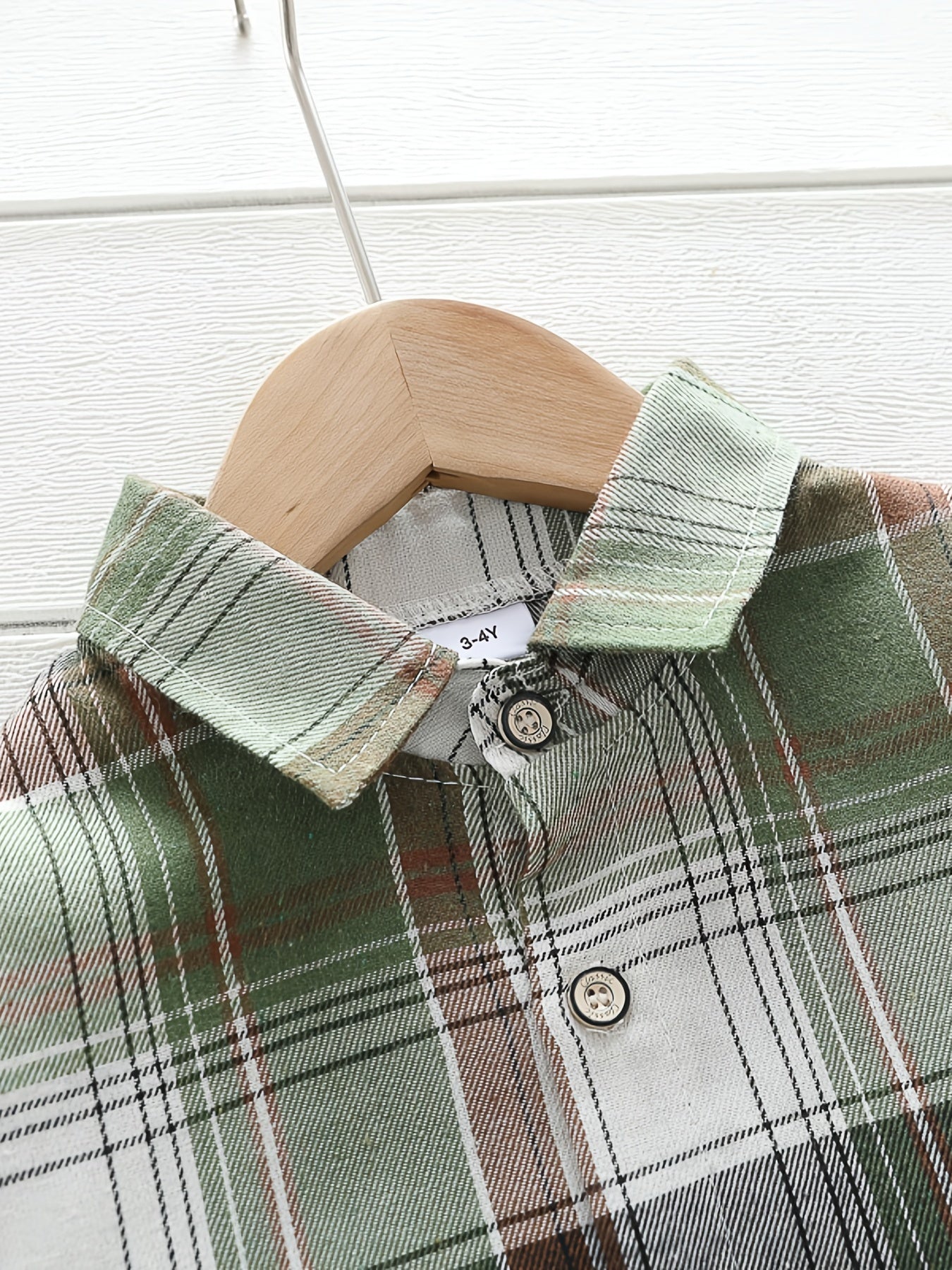 Boys Plaid Lapel Shirts Long Sleeve Button Down Tops Spring Fall Outwear